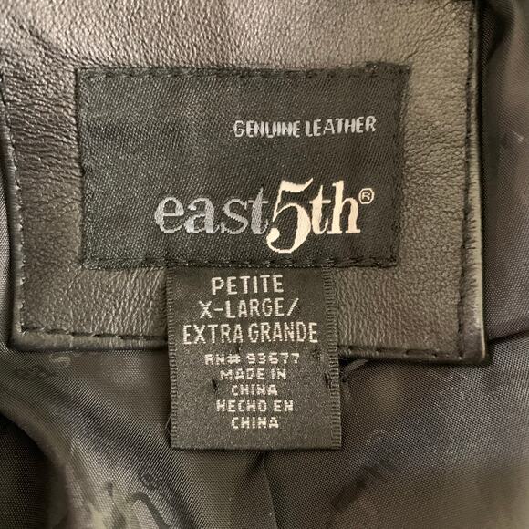 Vintage East 5th Petite Size PXL Women's Leather Jacket Black Button Front - Picture 9 of 10